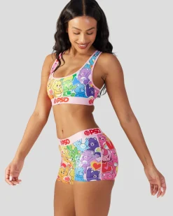 Women PSD Sports Bra|Core Standard*Care Bears - Rainbow