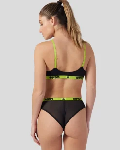 Women PSD Scoop Bralette|Mesh*Mesh - Solid Black