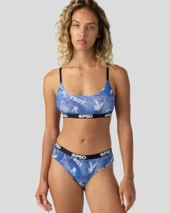 Women PSD Scoop Bralette|Mesh*Playboy - Denim Mesh