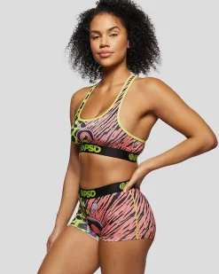 Women PSD Sports Bra|Core Standard*Warface Neon Cats Red