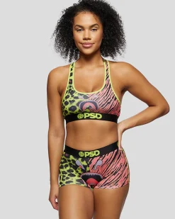 Women PSD Sports Bra|Core Standard*Warface Neon Cats Red